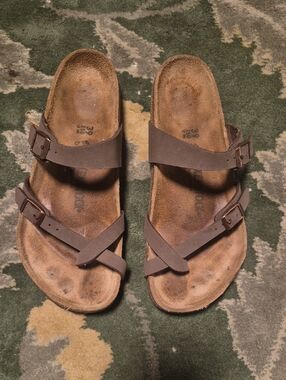 Birkenstock Brown Two-Strap Sandals